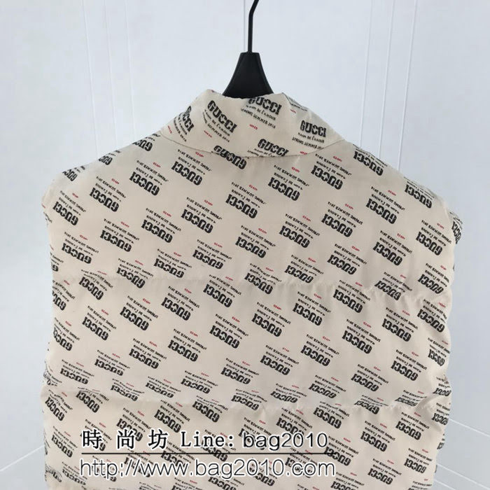 GUCCI古馳 18ss秋冬新款 城市巡迴滿印logo系列 棉服馬甲 男女同款 ydi1831